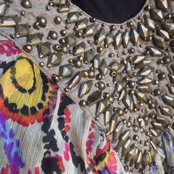 Midnight Velvet Sleeveless Multicolor Embellished V-Neck Tunic Dress Size 1X - Picture 6 of 8